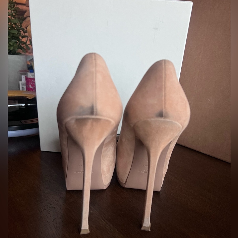 Saint Laurent Tribtoo High Heels Nude Suede Patent Leather with Box EU 39.5 - Picture 6 of 10